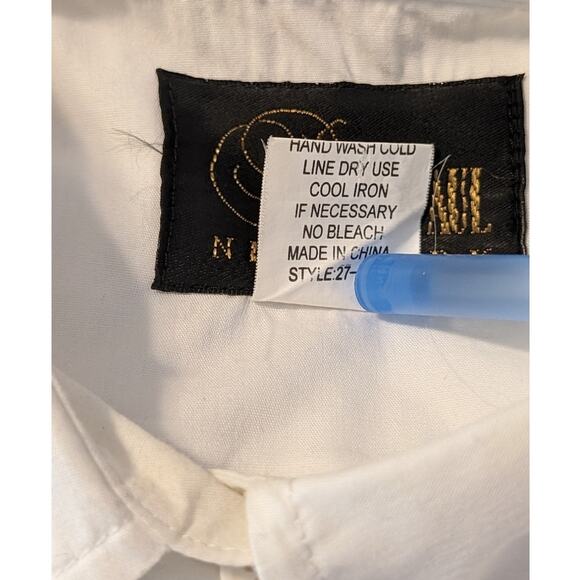 Vintage David Paul New York White Button Up USA Blouse W/ Flag Back Mens XL - Picture 5 of 11